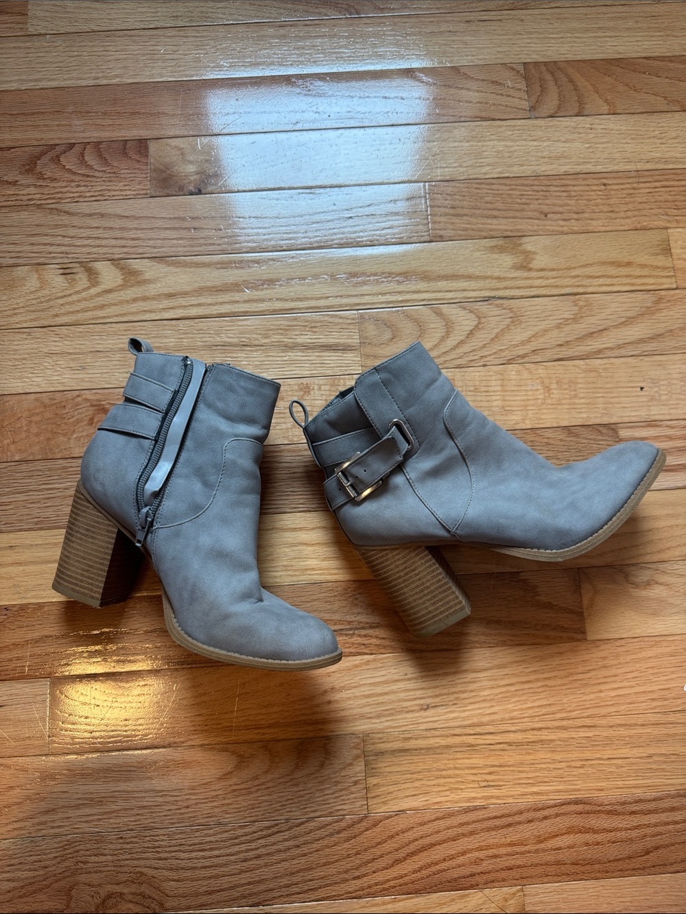 Charlotte Russe Gray Buckle Ankle Boots